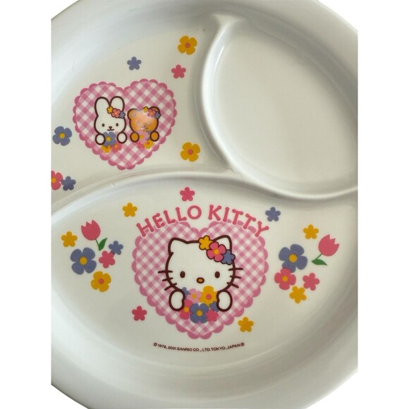 Hello Kitty Melamine Plate - 2001 Vintage Heart Floral Skater Co. Rare Japan - Picture 2 of 3